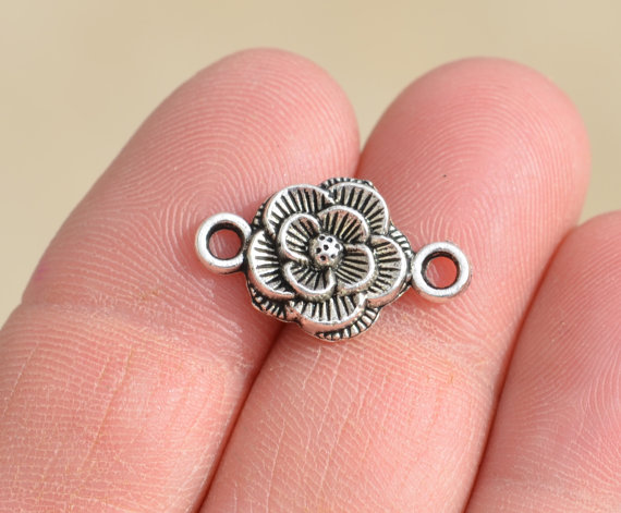 Silver Flower Connector Bead